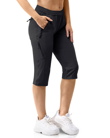 Women's UPF 50+ Elastic Waist 17" Capri Golf Pants with 4 Pockets